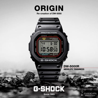 CASIO G-SHOCK DW-5000R-1AER originale – vista cinturino orologio uomo (resistente 200m, antiurto, design sportivo)