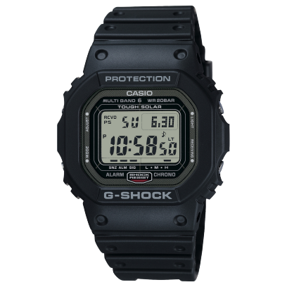 CASIO G-SHOCK GW-5000U-1ER originale – vista frontale orologio uomo square premium cassa in resina, fondello in acciaio (Tough Solar, Multi Band 6)