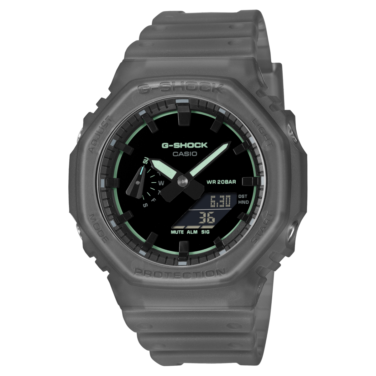 CASIO G-SHOCK GA-2100K-1AER originale – vista frontale (Carbon Core Guard, 200m, analogico-digitale)