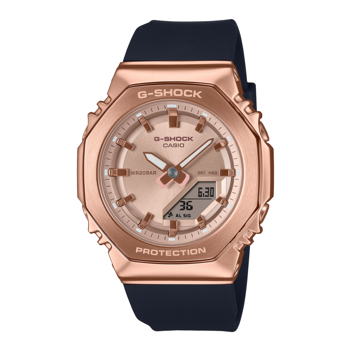 CASIO G-SHOCK GM-S2110PG-1A4ER originale – lunetta rose gold e cinturino nero (Shock Resist, 200m)