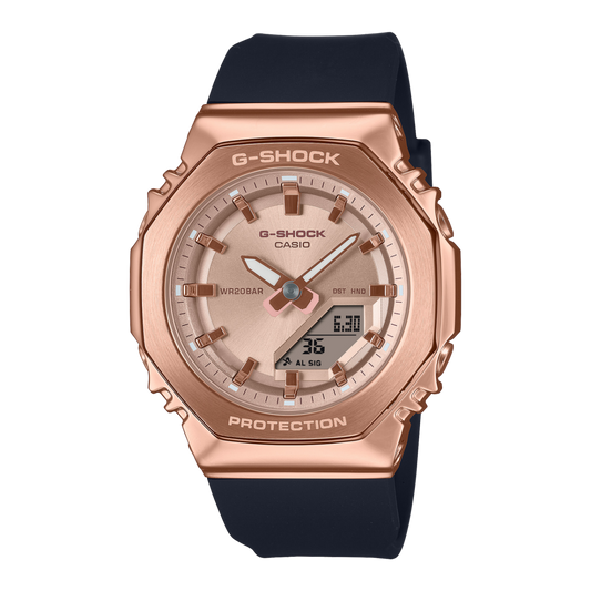 CASIO G-SHOCK GM-S2110PG-1A4ER originale – lunetta rose gold e cinturino nero (Shock Resist, 200m)