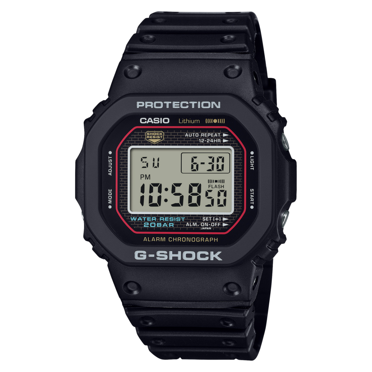 CASIO G-SHOCK DW-5000R-1AER originale – vista frontale orologio uomo (resistente 200m, antiurto, design sportivo)
