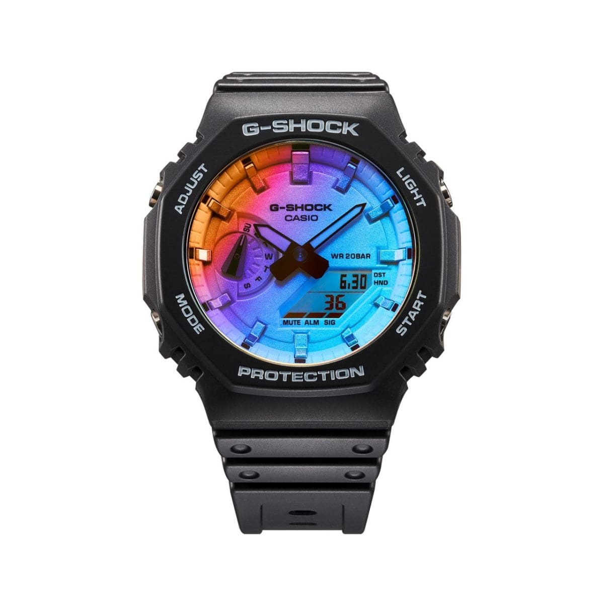 CASIO G-SHOCK GA-2100SR-1AER originale – vista cinturino orologio uomo (resistente 200m, antiurto, design sportivo)