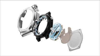 CASIO G-SHOCK GM-2110D-2BER originale – dettaglio quadrante orologio uomo (lunetta e bracciale in acciaio, antiurto, impermeabile 20 bar)