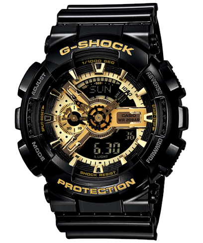 CASIO G-SHOCK GA-110GB-1AER originale – vista frontale orologio uomo (resistente 200m, antiurto, design sportivo)