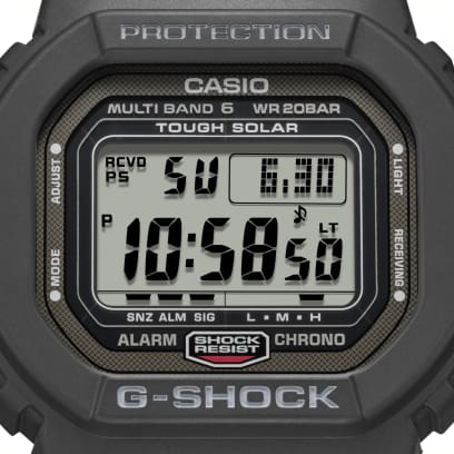 CASIO G-SHOCK GW-5000U-1ER originale – vista laterale orologio uomo square premium cassa in resina, fondello in acciaio (Tough Solar, Multi Band 6)