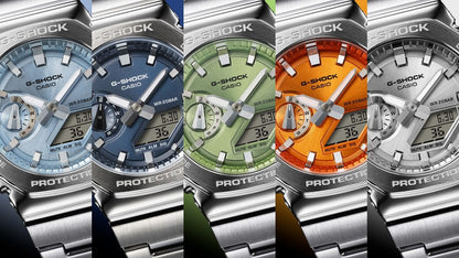 CASIO G-SHOCK GM-2110D-2BER originale – dettaglio bracciale orologio uomo (lunetta e bracciale in acciaio, antiurto, impermeabile 20 bar)